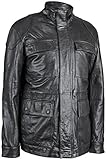 Larry Levine Mens Black Genuine Leather Padded Flight Moto Bomber Biker Jacket - Black (Small)