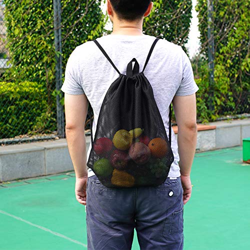 Heavy Duty Mesh Drawstring Bag, Sport Equipment Storage Bag for Beach