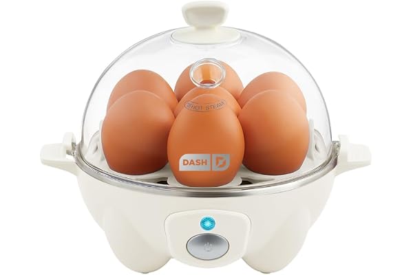 Dash Rapid Egg Cooker, 7 Hard Boiled Eggs, Cream | Electric Egg Poacher, Boiler, Steamer & Omelette Maker Machine, Soft or Poached Eggs for Breakfast, Auto Shut-Off, BPA-Free