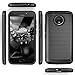 TJS Phone Case for Motorola Moto E4 Plus, Dual Layer Hybrid Shock Absorption Case Carbon Fiber Metallic Brush Finish Back Hard TPU Inner Layer (Black)