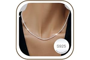 EXGOX S925 Sterling Silver Necklaces for Women 1.9MM/2.5MM Dainty & Hypoallergenic Silver Chain for Women 16 18 20 22 24 26 I