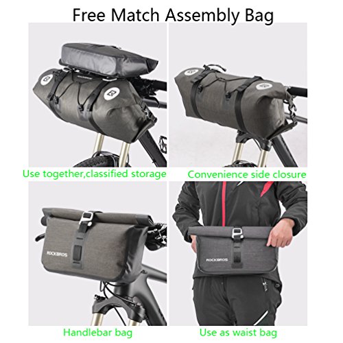 ROCKBROS Waterproof Handlebar Bags Bikepacking Bags Front 2 Dry Packs