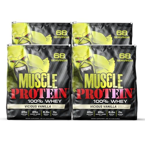 COLOSSAL LABS Muscle Whey Protein Flavored Protein Powder, 25,000mg Amino Acids/Serving, Cold Filtered(Packaging May Vary) (20 Pound (Pack of 4), Vanilla)