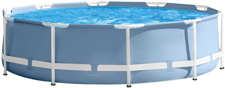 LZTET Round Prism Frame Swimming Paddling Pool Collapsible with Filter Pump Family Lawn Garden for Kids Adult Fun Gift – Removable 305 X 76 cm (10 Ft X 30 Inch -Gray)