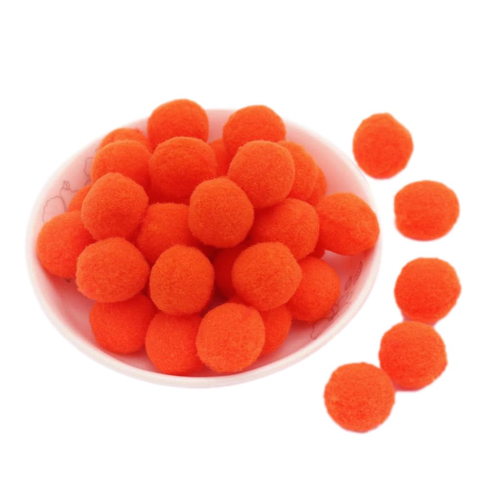 10 mm, approx. 288 pieces, colourful mini pompoms for crafts, felt balls, colourful pom pom balls, small pompoms, fluffy plush balls for decorating, sewing, DIY, creative crafts, orange