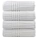 Bare Cotton Luxury Hotel & Spa Towel, 100% Genuine Turkish Cotton Hand Towels, Striped, White, Set of 6