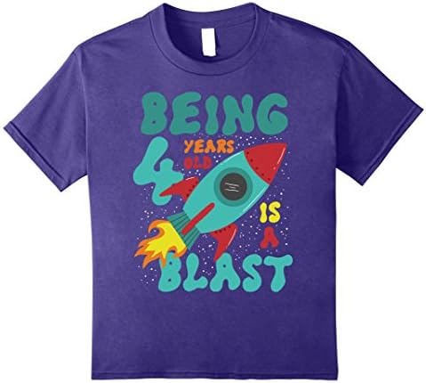 Kids Being 4 Years Old Is A Blast Rocket Ship youth graphic tee 8 Purple