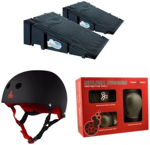 Landwave Skateboard Ramp 2-Pack with Triple 8 Helmet and Pad Set