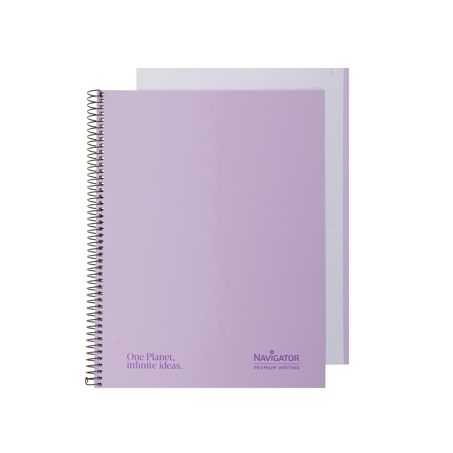 Navigator | A4+ Lined Notebook with Extra Hard Cover | 1 Line | Lavender Pastel | 1 Colour Edge | 80 g Paper | 80 Sheets Microperforated 4 Holes | Spiral Coil Lock | Premium Quality Paper