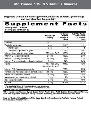 MR. TUMEE MULTIVITAMIN & MINERAL GUMEE, STRAWBERRY/LEMON/ORANGE/GRAPE/CHERRY/GRAPEFRUIT, 60 COUNT