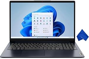 Lenovo IdeaPad 1 15.6" FHD Laptop - AMD Ryzen 5 7520U, 8GB RAM, 512GB SSD, Windows 11, Newest Model (with Microfiber Cloth) -
