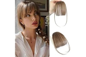 MOCA HAIR Clip In Bangs 100% Human Hair Bangs Clip In Hair Extensions Clip On Bangs Dark Brown Clip In Bangs Real Human Hair Fake Bangs For Natural Hair…