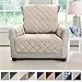 MIGHTY MONKEY Premium Reversible Chair Protector for Seat Width up to 23 Inch, Furniture Slipcover, 2 Inch Strap, Chairs Slip Cover Throw for Pets, Dogs, Cats, Armchair, Beige Latte