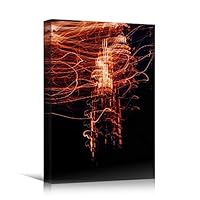 Canvas Wall Art Red Light Art Abstract Colorful Hallway Industrial Lights Mixed Media Multicolor Neon - 12x18 inches