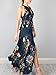 Berrygo Women's Chic Sleeveless Backless Halter Floral Print Split Maxi Dress Dark Blue,0/2