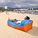 Inflatable Lounger, Air sofa, Fast Inflate by Wind or Air Pump, Waterproof Air Bag Chair Sofa, Perfect for Travelling, Camping, Hiking, Pool and Beach Parties, Lazy Hangout Couch Bed (Sky blue-Orange)