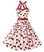DRESSTELLS Women 50s Dress Vintage Cocktail Halter Dresses 1950s Rockabilly Audrey Hepburn Dress for Prom Bridesmaid Party Homecoming Cherry White3XL