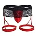 iiniim Men's Lingerie Lace G-String Bikini Thong Underwear with Garter