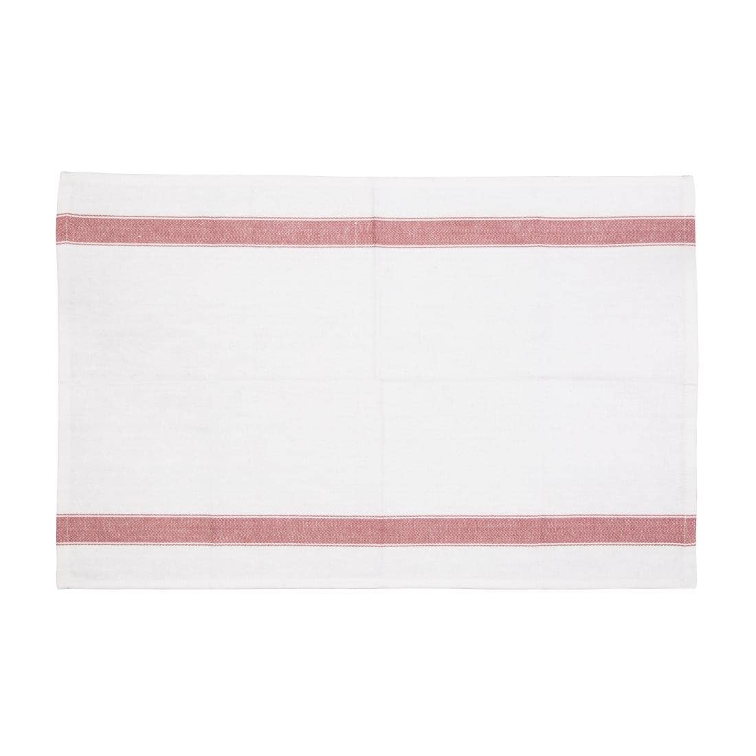Vogue Heavy Thick and Absorbent Red Tea Towel Cloth, White and Red, Polycotton, Size: 762(W) x 508(D)mm / 30 x 20 inch, Machine Washable | E915
