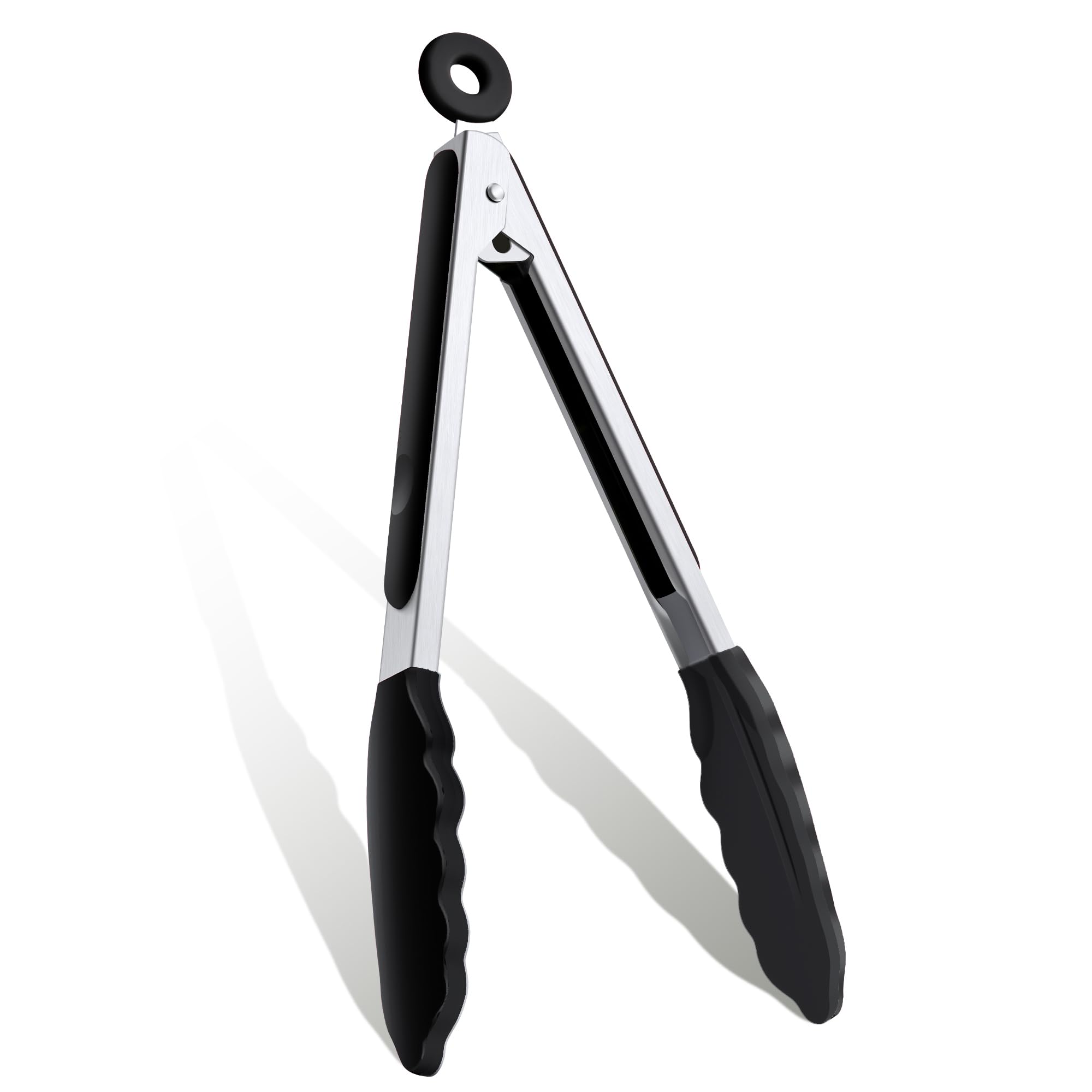 Photo 1 of DAILY KISN 9 Inch Kitchen Tongs, Cooking Tongs with Silicone Tips and Stainless Steel Handle, Non Stick Heat Resistant Tongs for Cooking, Buffet, Salad Serving (9", Black)