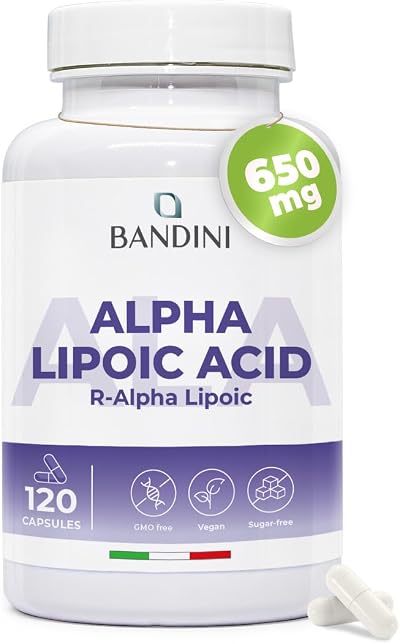 Bandini Alpha Lipoic Acid 650mg 120 Vegan Capsules 4 Month Supply