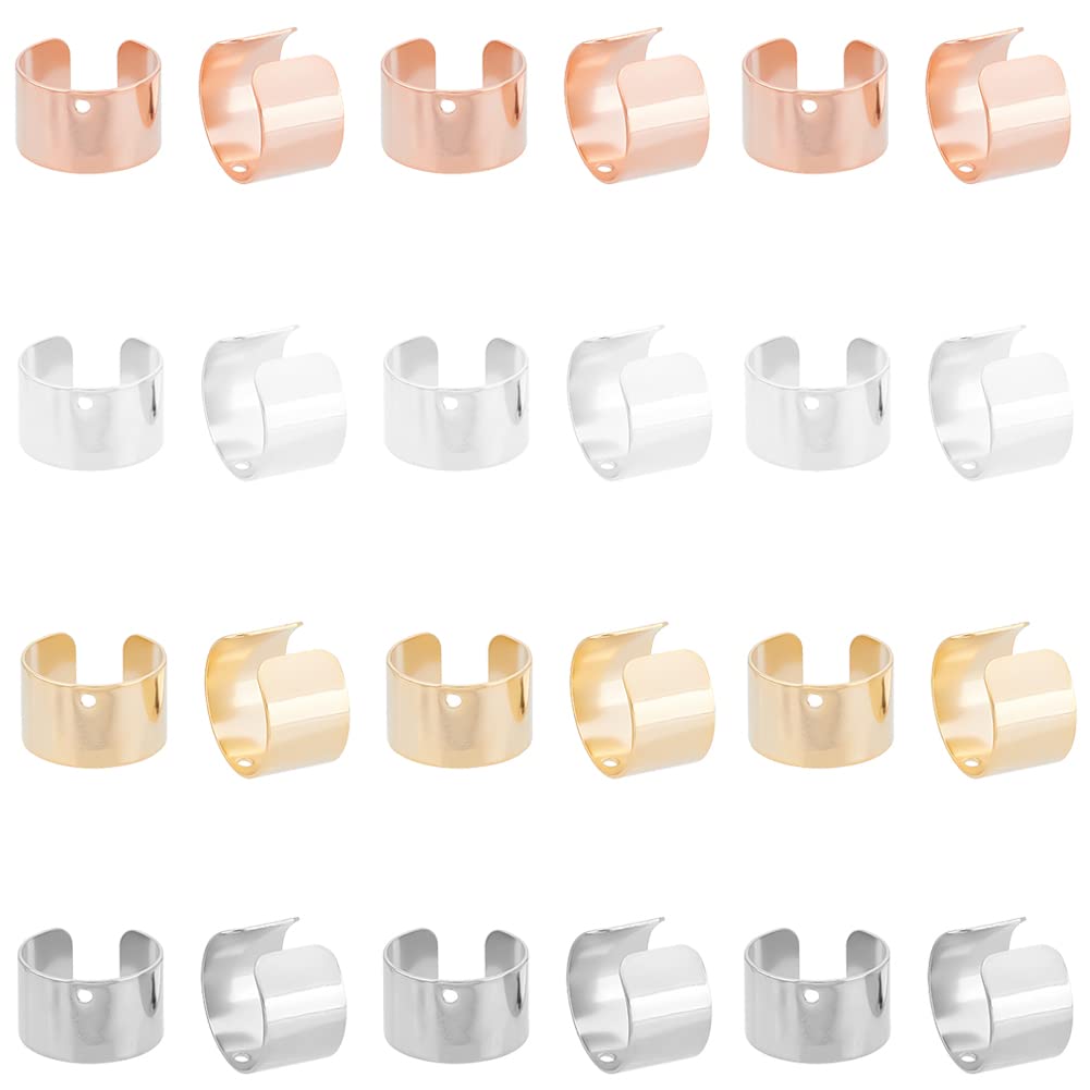 DICOSMETIC 40pcs 4 Colors Stainless Steel Cuff Earrings Fake Helix Cuff Earrings Conch Cuffs Earrings Non-Pierced Earring Setting Adjustable Clip-on Earring Findings for DIY Jewelry Making Craft