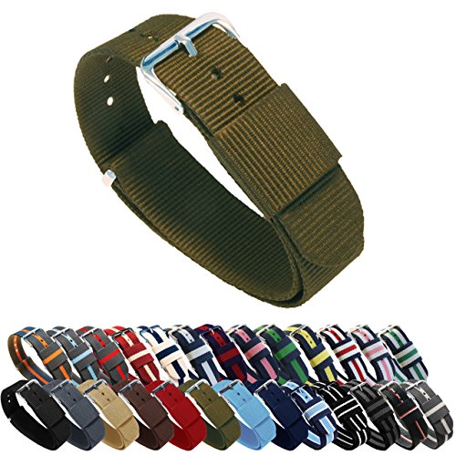 BARTON Watch Bands - Choice of Color, Length & Width (18mm, 20mm, 22mm or 24mm) - Army 20mm - Standard Length
