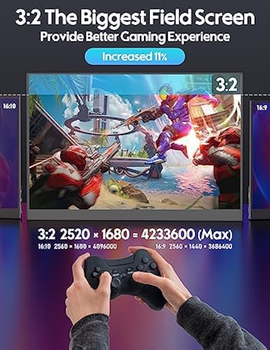 HONGO 16'' Portable Gaming Monitor for Laptop, 60Hz 2520×1680P IPS  Screen with HDR, 1500:1 FreeSync, Ultr - Main Image