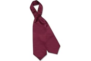 Vesuvio Napoli ASCOT Solid BURGUNDY Color Cravat Men's Neck Tie