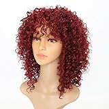 Afro Curly Wigs Wine Red Hair for Women's Fashion Hair Extensions Afro Curly Wig Kinky Curly Hairstyle Look Same with Human Hair Wigs 14 inch