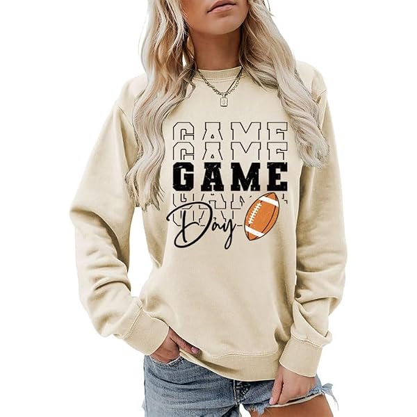 BEIDEFY Game Day Sweatshirt For Women - Oversized Football Crewneck, Long Sleeve, Football Mom Pullover - View #10