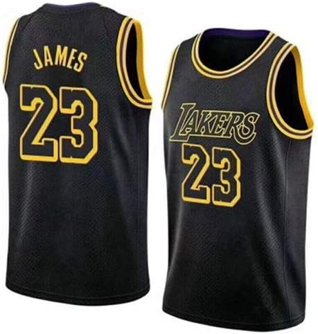 LeBron James #23 Men's Basketball Jersey, NBA Lakers, New Fabric Embroidered, Swingman Jersey Shirt (Size: S-XXL)