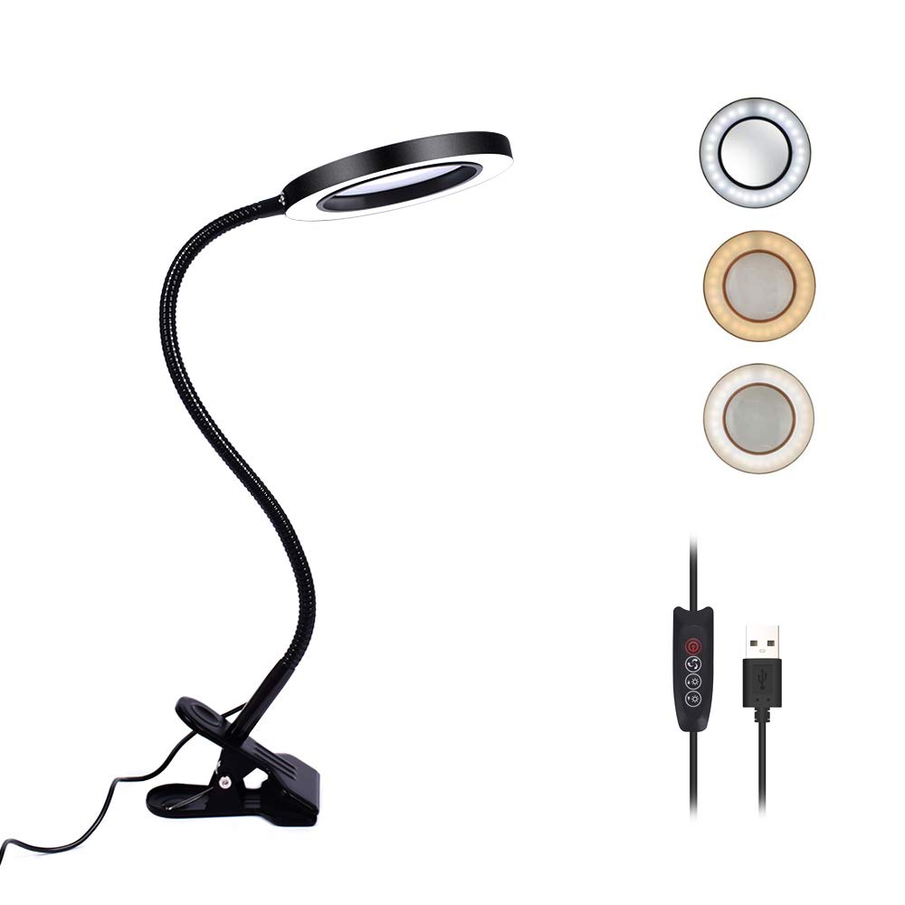 Best magnifying crafts glass desk lamp 5x 10x magnifier with 40 led lights