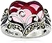 Amazon Essentials Sterling Silver Oxidized Marcasite and Garnet Colored Glass Filigree Heart Ring, Size 7, (previously Amazon Collection)