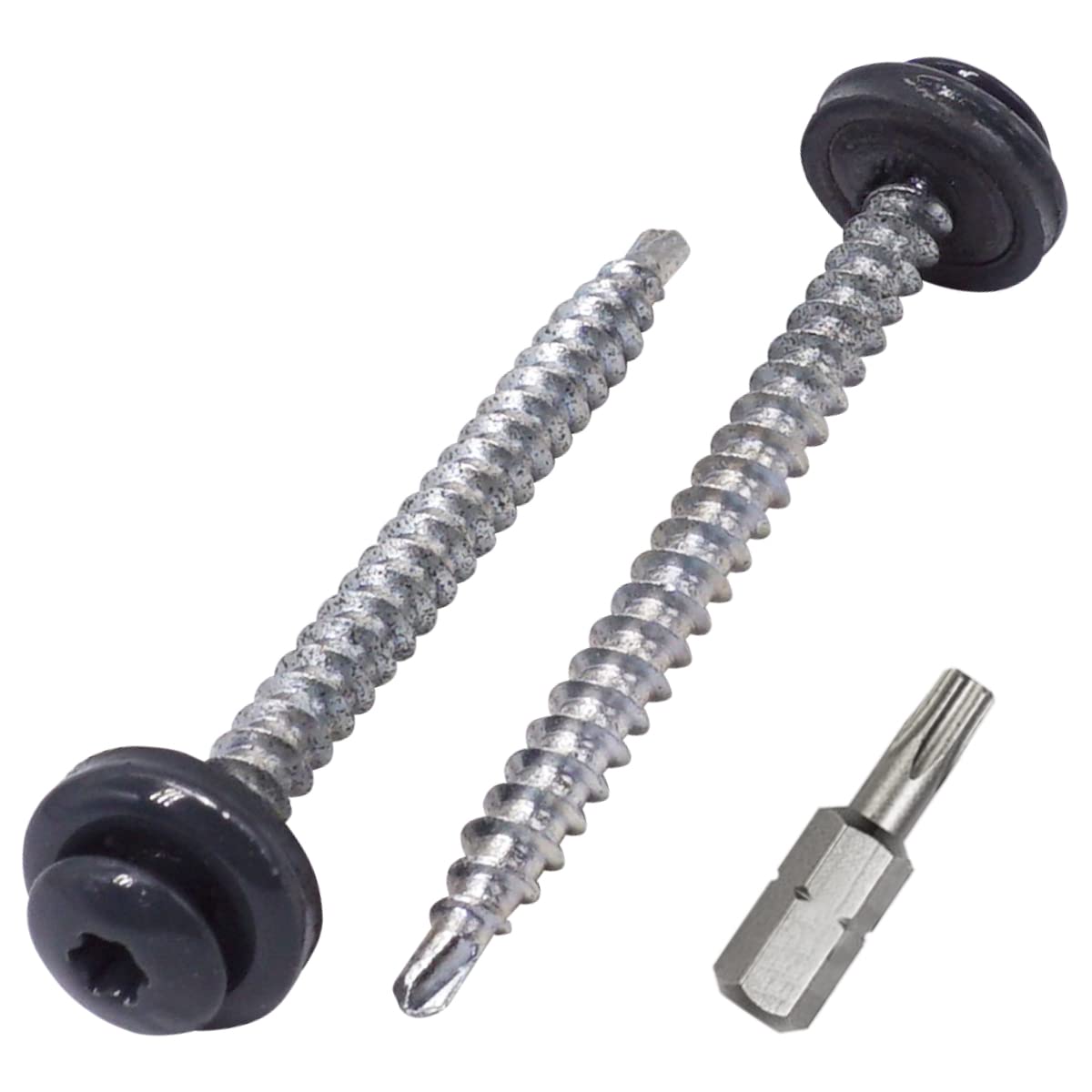 SKIR'CO (20 pcs) Metal Roofing Screws, 4.8 x 60 mm Painted Self-Drilling Screws With EPDM Washers, Torx Head (Anthracite Grey RAL 7016)