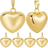 Beebeecraft 1 Box 10Pcs Puffed Heart Charm 18K Gold Plated Smooth Tiny Love Drops Charms for Jewelry Making Necklace Bracelet DIY Crafts