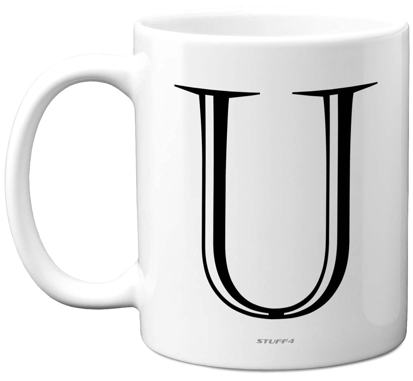 Stuff4 Personalised Alphabet Initial Mug - Letter U Mug, Gifts for Him Her, Fathers Day, Mothers Day, Birthday Gift, 11oz Ceramic Dishwasher Safe Anniversary, Valentines, Christmas, Retirement