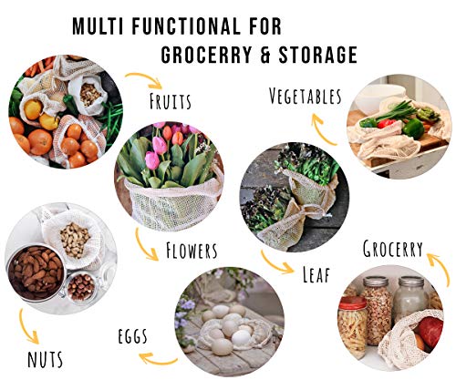 earthwise reusable mesh produce bolsas washable set of 9 premium bolsas