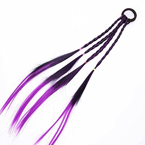 YuYe Ponytail Holder Ring Pigtails Braids Hair Extensions Girls Women Wig Accessories – Purple
