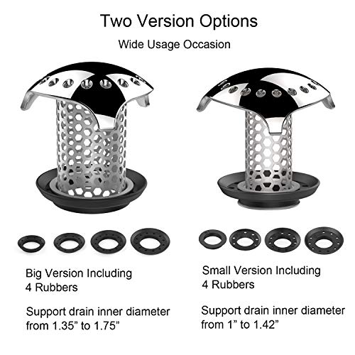 Uxoz 2 Pack Drain Hair Catcher,Stainless Steel Sink Drain Protector, Anti-Rust, Durable Use, Match Drain Sizes from 1'' to 1.42'' ...