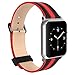 Apple Watch Pebble Leather Dual Material Band, Poetic [Premium Leather] Apple Watch 42mm Replacement BandNEW [Volante] - Premium Material Pebble Leather with Quilted Leather and Red Sport Stitching Design and Wide Band with Integrated Metal Clasp for Apple Watch 42mm (2015) - Black/Red (3-Year Manufacturer Warranty From Poetic)