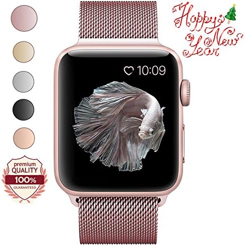Apple Watch Band, LWCUS Milanese Loop iWatch Bands with Magnetic Closure for Apple watch Series 3,2,1, Hermes, Edition, Sport, Multiple Colors Apple Watch Accessories (38mm Rose Gold)