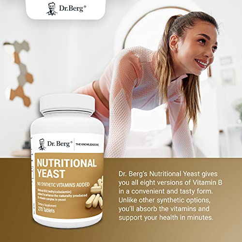Dr. Berg's Nutritional Yeast Tablets Natural B12 Added All 8 B