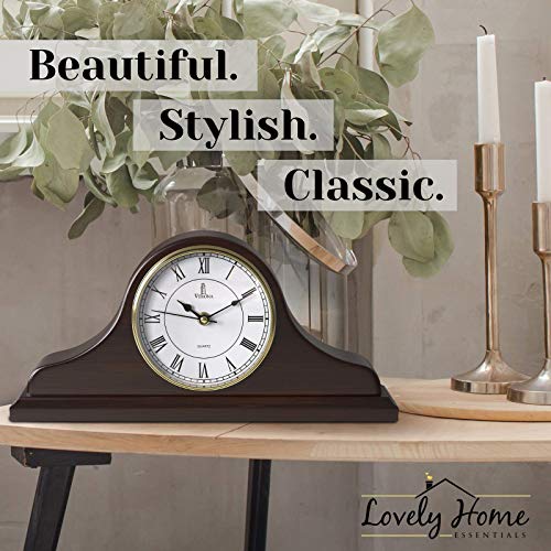 Mantle Clock, Wooden Mantel Clock for Living Room Décor Silent, Wood