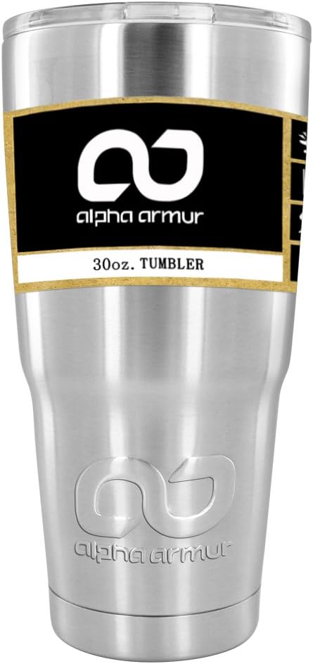 Amazon Com Alpha Armur 20 30 36 Oz Tumbler Double Wall Vacuum Insulated Stainless Steel Tumbler Hydro Travel Mug Stainless Steel Water Bottle 12 Oz Stainless Steel Can Insulator Can Cooler Silver Sports Outdoors