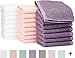 Amazon Basics washcloth for bathroom, 100% Cotton Extra Absorbent , Fast Drying - salon towels - 24-Pack, Petal Pink, Lavender, White, 12 x 12 in