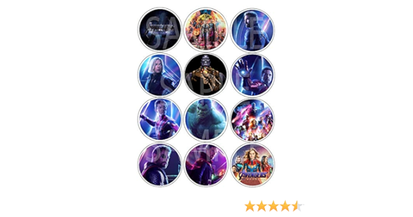 amazon com avengers endgame stickers large 2 5 round circle stickers to place onto party favor bags cards boxes or containers 12 pcs comics anti hero eddie brock toys games