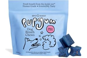 Spot & Tango PupGum Dog Dental Chews for Fresh Breath & Teeth Cleaning – Clinically Proven Plaque & Tartar Control – Human-Grade, Vet-Developed Daily Dental Care Treats for Dogs 5-15lbs – Made in USA