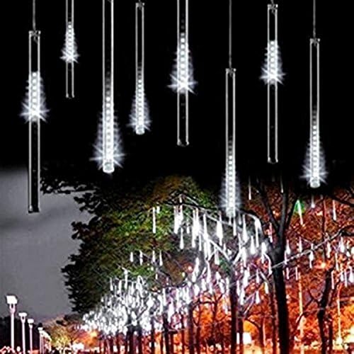 LED Meteor Shower Lights, ANTOU 30cm 8 Tube 144 Leds, Falling Rain Drop Icicle Snow Fall String LED Waterproof Christmas Lights for Holiday Xmas Tree Valentine Wedding Party Decoration(White)