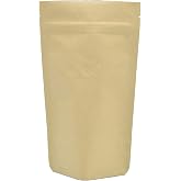 Candyman Package Light Kraft Paper Stand up Zipper Pouch for Coffee Bean with Degassing One Way Valve(25pcs) (4oz/120g)